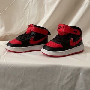 Nike Court Borough Mid Sneaker - Kids - US 5C - Red and black (gently used)